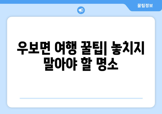 우보면 여행 꿀팁| 놓치지 말아야 할 명소