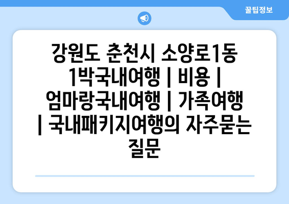 강원도 춘천시 소양로1동 1박국내여행 | 비용 | 엄마랑국내여행 | 가족여행 | 국내패키지여행