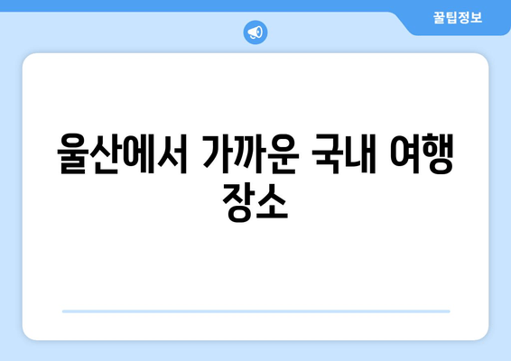 울산에서 가까운 국내 여행 장소