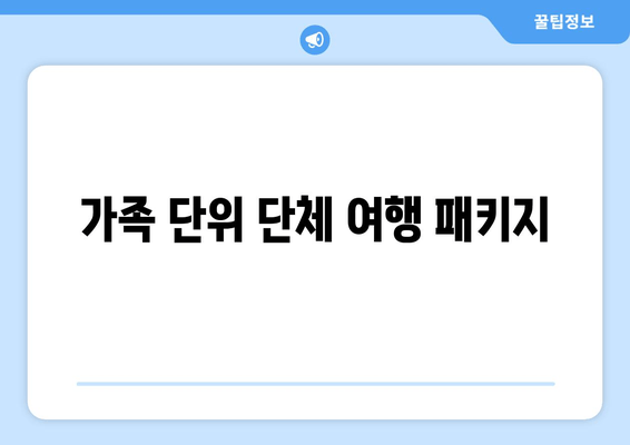 가족 단위 단체 여행 패키지