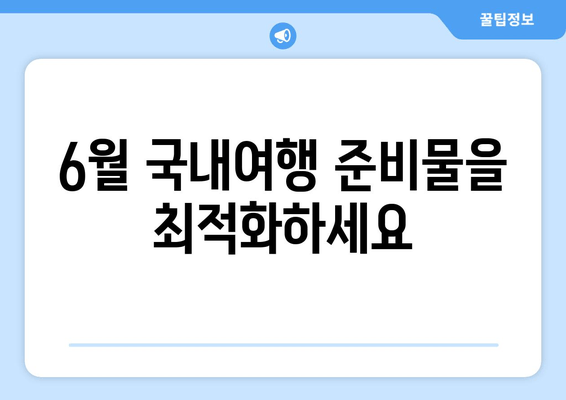 6월 국내여행 준비물을 최적화하세요