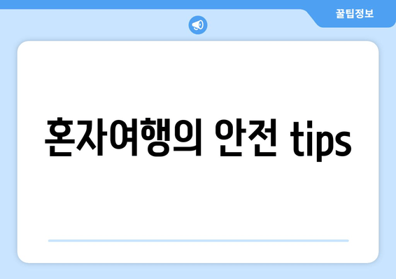 혼자여행의 안전 tips