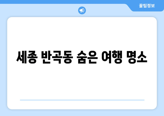 세종 반곡동 숨은 여행 명소