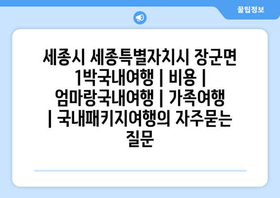 세종시 세종특별자치시 장군면 1박국내여행 | 비용 | 엄마랑국내여행 | 가족여행 | 국내패키지여행