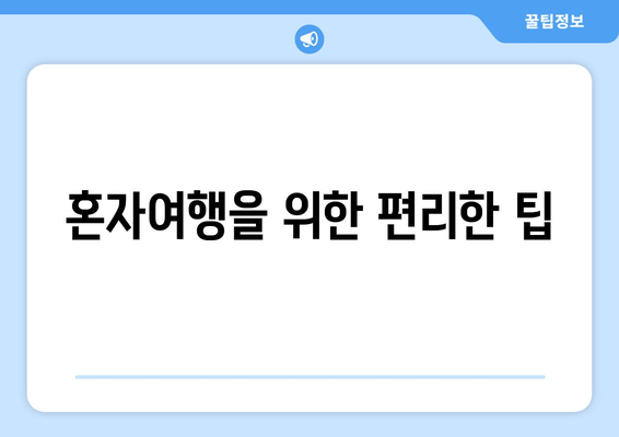 혼자여행을 위한 편리한 팁