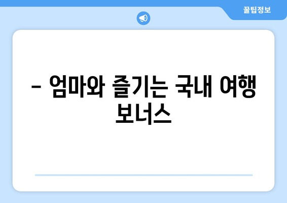 - 엄마와 즐기는 국내 여행 보너스