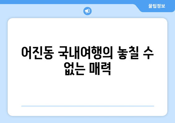 어진동 국내여행의 놓칠 수 없는 매력