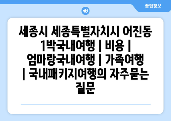 세종시 세종특별자치시 어진동 1박국내여행 | 비용 | 엄마랑국내여행 | 가족여행 | 국내패키지여행