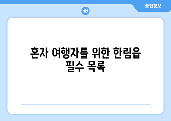 혼자 여행자를 위한 한림읍 필수 목록