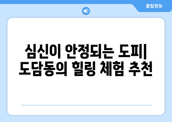 심신이 안정되는 도피| 도담동의 힐링 체험 추천