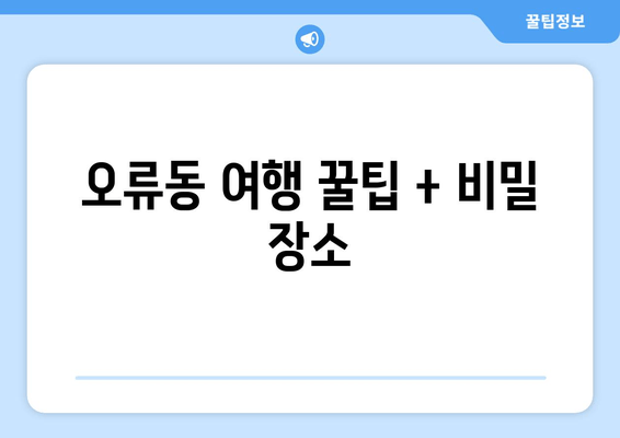 오류동 여행 꿀팁 + 비밀 장소