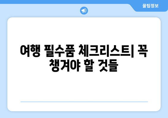 여행 필수품 체크리스트| 꼭 챙겨야 할 것들