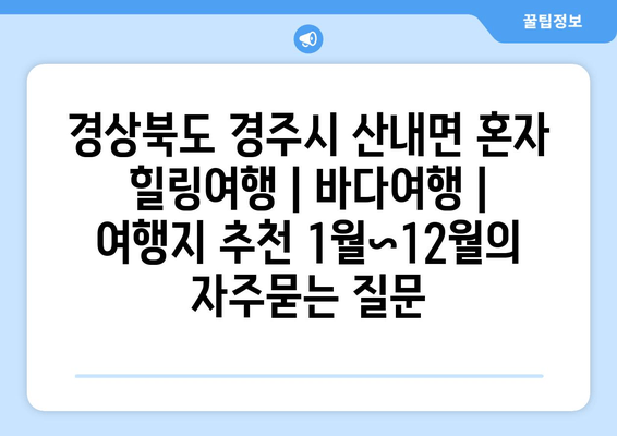 경상북도 경주시 산내면 혼자 힐링여행 | 바다여행 | 여행지 추천 1월~12월