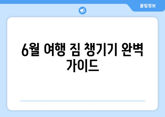 6월 여행 짐 챙기기 완벽 가이드