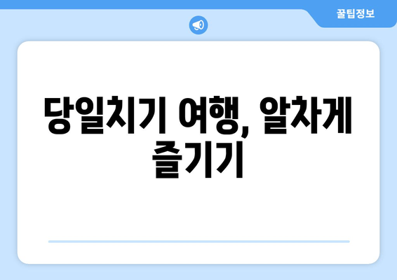 당일치기 여행, 알차게 즐기기