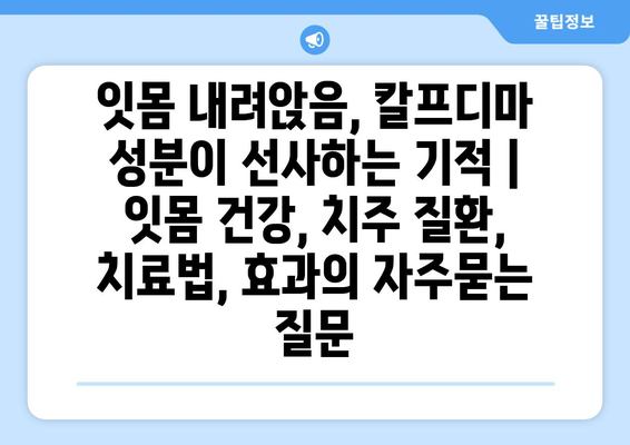 잇몸 내려앉음, 칼프디마 성분이 선사하는 기적 | 잇몸 건강, 치주 질환, 치료법, 효과