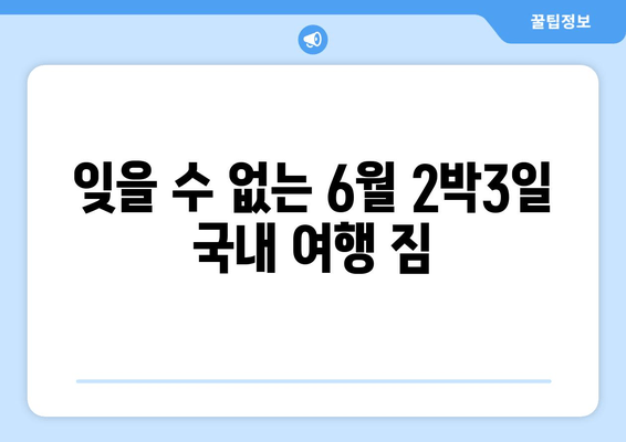 잊을 수 없는 6월 2박3일 국내 여행 짐