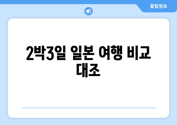 2박3일 일본 여행 비교 대조