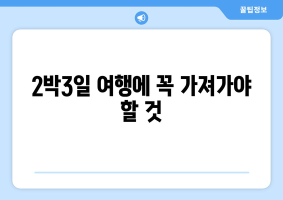 2박3일 여행에 꼭 가져가야 할 것