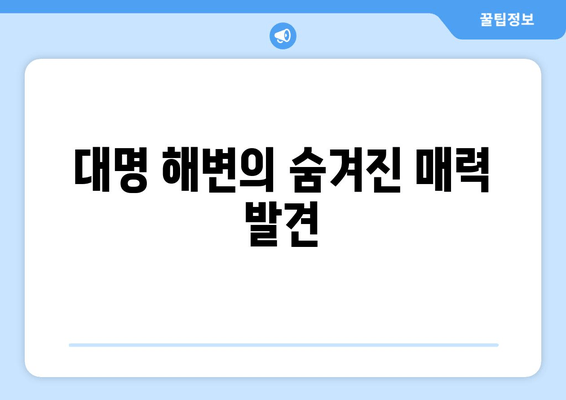 대명 해변의 숨겨진 매력 발견