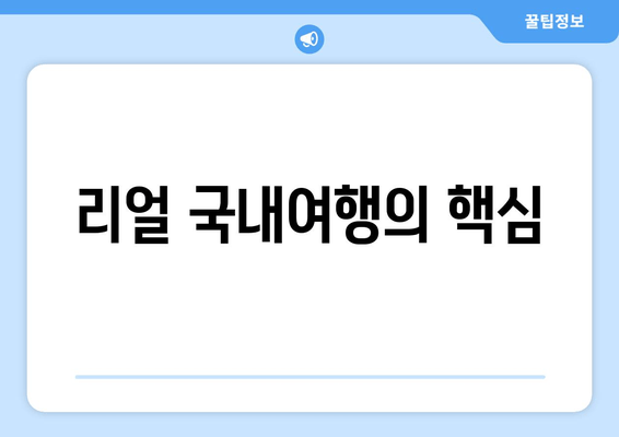 리얼 국내여행의 핵심