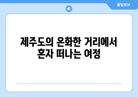 제주도의 온화한 거리에서 혼자 떠나는 여정