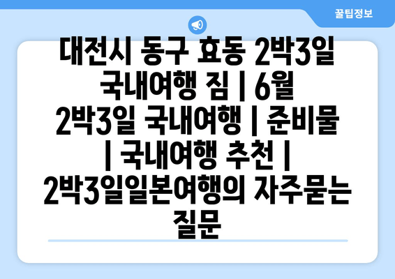 대전시 동구 효동 2박3일 국내여행 짐 | 6월 2박3일 국내여행 | 준비물 | 국내여행 추천 | 2박3일일본여행