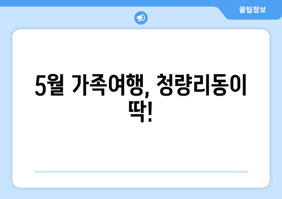 5월 가족여행, 청량리동이 딱!