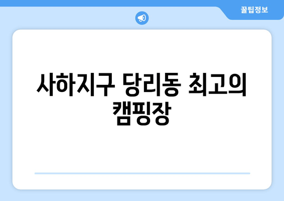 사하지구 당리동 최고의 캠핑장