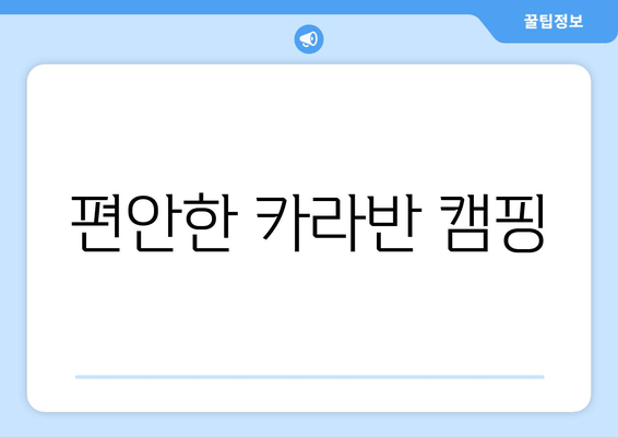 편안한 카라반 캠핑