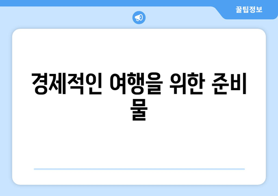 경제적인 여행을 위한 준비 물