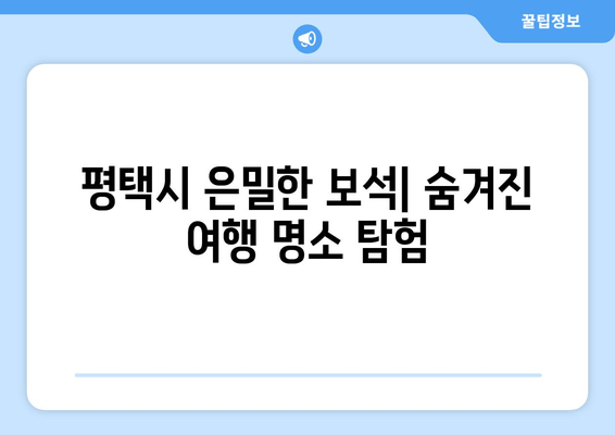 평택시 은밀한 보석| 숨겨진 여행 명소 탐험