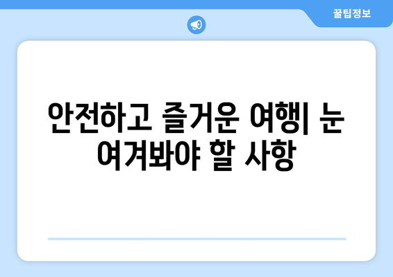 안전하고 즐거운 여행| 눈 여겨봐야 할 사항