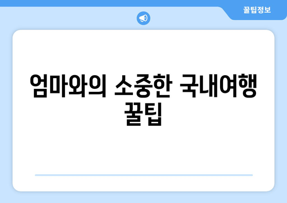 엄마와의 소중한 국내여행 꿀팁