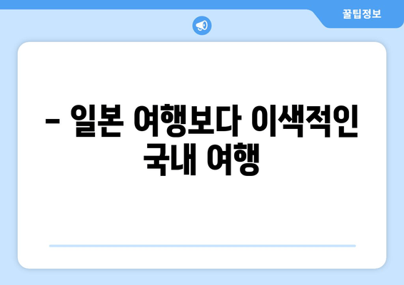 - 일본 여행보다 이색적인 국내 여행