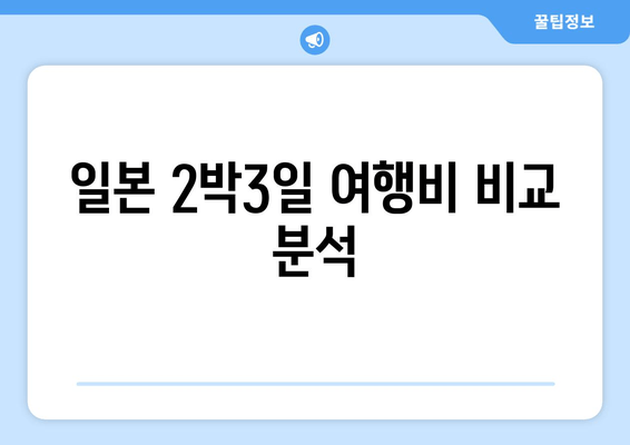 일본 2박3일 여행비 비교 분석