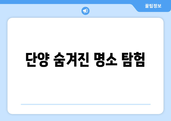 단양 숨겨진 명소 탐험