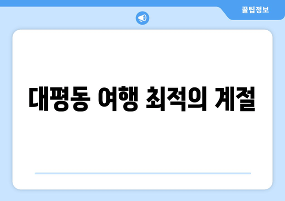 대평동 여행 최적의 계절