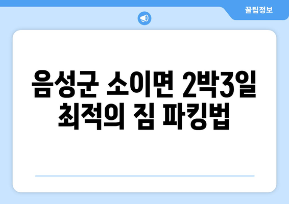 음성군 소이면 2박3일 최적의 짐 파킹법