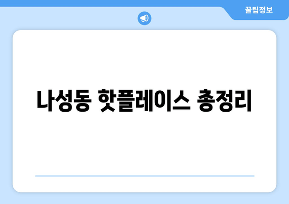 나성동 핫플레이스 총정리