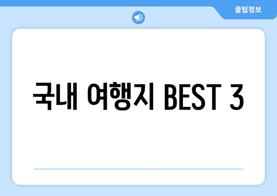 국내 여행지 BEST 3