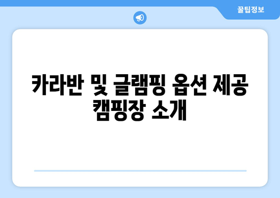 카라반 및 글램핑 옵션 제공 캠핑장 소개