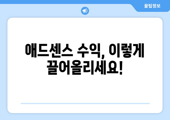 애드센스 수익 극대화 전략| 필수 고려 사항 및 최적화 가이드 | 수익 증대를 위한 단계별 전략