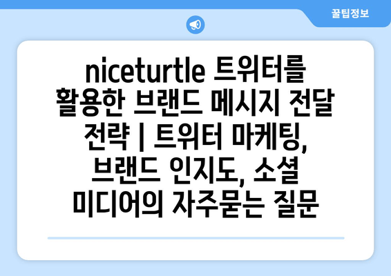 niceturtle 트위터를 활용한 브랜드 메시지 전달 전략 | 트위터 마케팅, 브랜드 인지도, 소셜 미디어