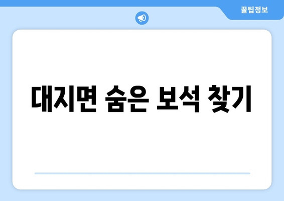 대지면 숨은 보석 찾기