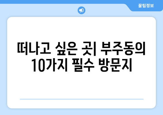 떠나고 싶은 곳| 부주동의 10가지 필수 방문지