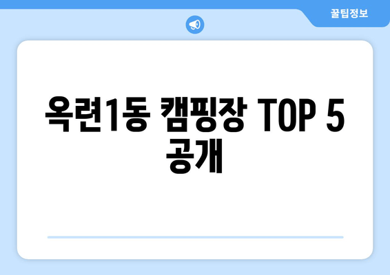 옥련1동 캠핑장 TOP 5 공개