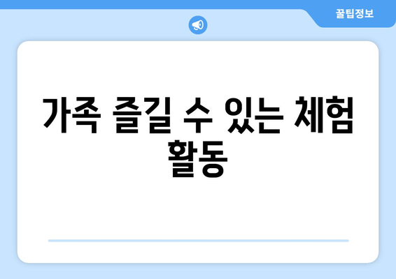 가족 즐길 수 있는 체험 활동