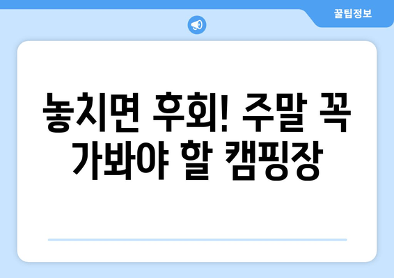 놓치면 후회! 주말 꼭 가봐야 할 캠핑장