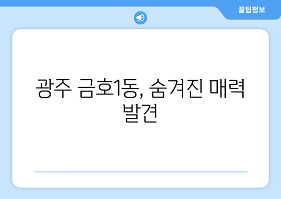 광주 금호1동, 숨겨진 매력 발견